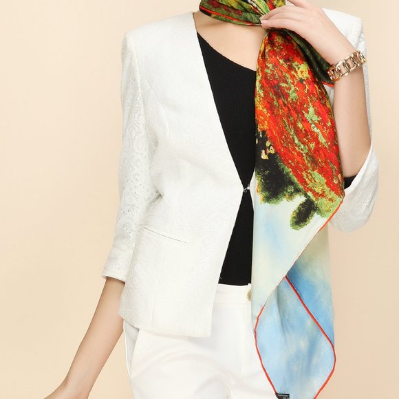 Grace Scarves 100% Silk, van Gogh & Monet collection, Monet, Corn Poppies - Picture 3 of 7